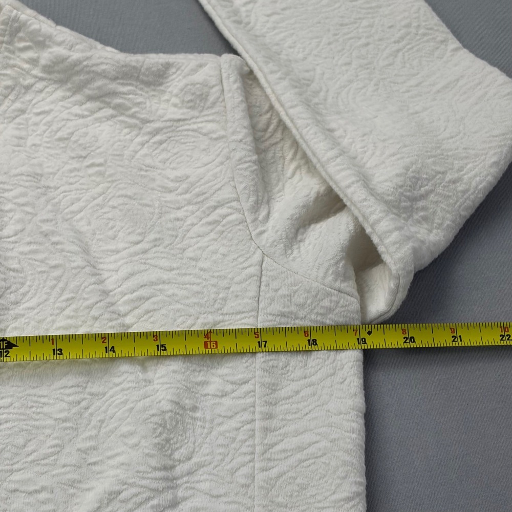 Esprit Womens White Textured Matelasse Open Front Cardigan Jacket Size M Pockets - Picture 9 of 12